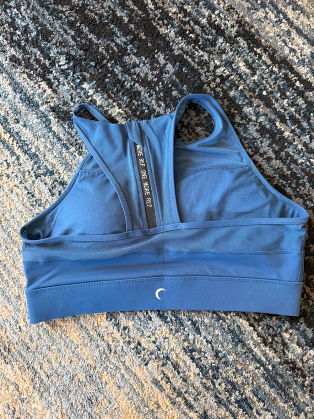 High-Neck Blue Racerback Sports Bra - Picture 2 of 2